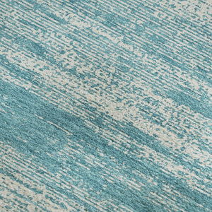 HomeRoots 8' X 10' Teal and Ivory Striped Area Rug - Washable, UV Protected, Perfect for Busy Homes & Outdoors! 668197