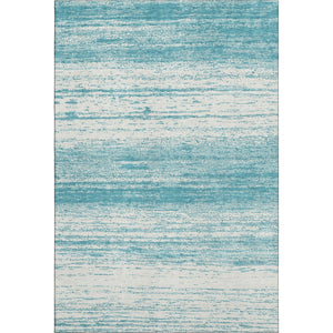HomeRoots 10' X 14' Teal and Ivory Striped Area Rug - Durable, Washable, UV-Protected for Coastal Living Spaces 668199
