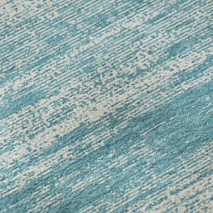 HomeRoots 10' X 14' Teal and Ivory Striped Area Rug - Durable, Washable, UV-Protected for Coastal Living Spaces 668199