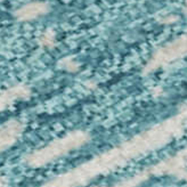 HomeRoots 10' X 14' Teal and Ivory Striped Area Rug - Durable, Washable, UV-Protected for Coastal Living Spaces 668199