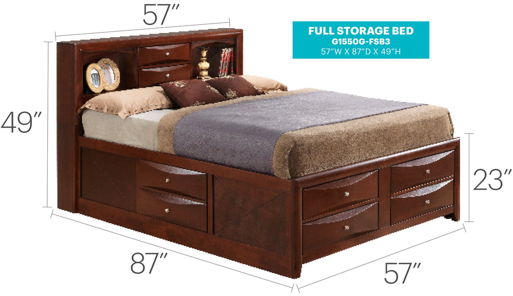 English Elm Charming Full Storage Bed In Rich Cherry Finish - Elegant Design With Ample Storage For Every Bedroom B078S00201