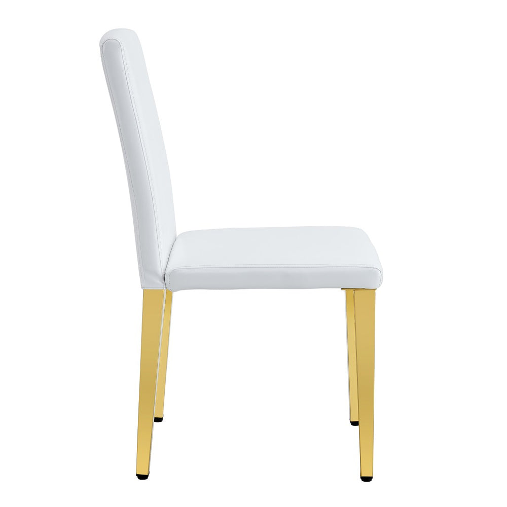 English Elm Set Of 4 Elegant White Pu Leather Chairs With Gold Legs – Chic, Durable, And Perfect For Modern Spaces! W3226P279073-GIGA