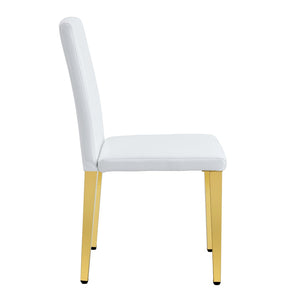 English Elm Set Of 4 Elegant White Pu Leather Chairs With Gold Legs – Chic, Durable, And Perfect For Modern Spaces! W3226P279073-GIGA