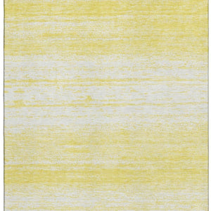 HomeRoots 8' X 10' Cheerful Yellow & Ivory Striped Washable Area Rug with UV Protection for Busy Homes 668203