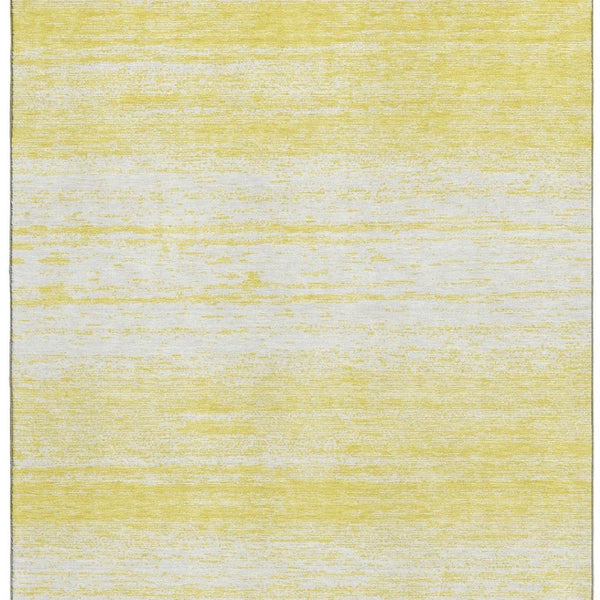 HomeRoots 8' X 10' Cheerful Yellow & Ivory Striped Washable Area Rug with UV Protection for Busy Homes 668203