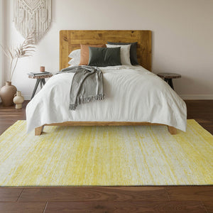 HomeRoots 10' Yellow and Ivory Striped Area Rug - Washable, UV Protected, Durable for Homes with Pets & Kids 668205