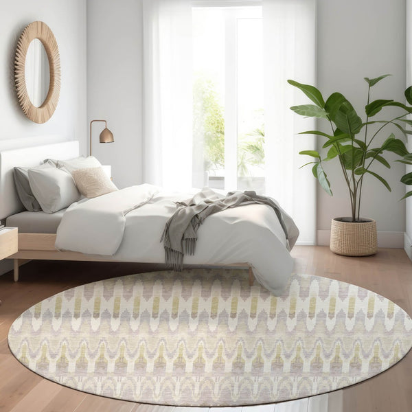 HomeRoots 8' Beige Gold & Gray Southwestern Area Rug with UV Protection - Durable, Washable, Stylish Design! 668208