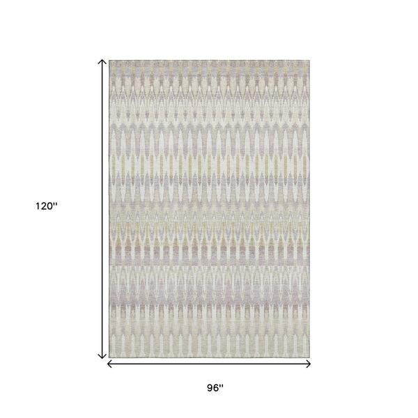 HomeRoots 8' X 10' Southwestern Washable Area Rug in Beige, Gold & Gray with UV Protection for High Traffic Homes 668209