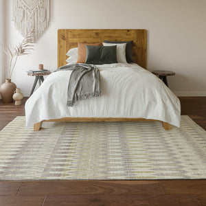 HomeRoots 8' X 10' Southwestern Washable Area Rug in Beige, Gold & Gray with UV Protection for High Traffic Homes 668209