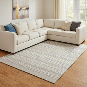 HomeRoots 8' X 10' Southwestern Washable Area Rug in Beige, Gold & Gray with UV Protection for High Traffic Homes 668209