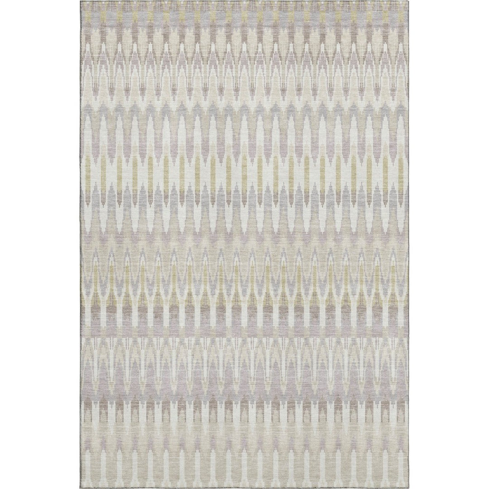 HomeRoots 10' Southwestern Area Rug in Beige, Gold & Gray - Washable, UV-Protected, Durable for High-Traffic Areas 668211