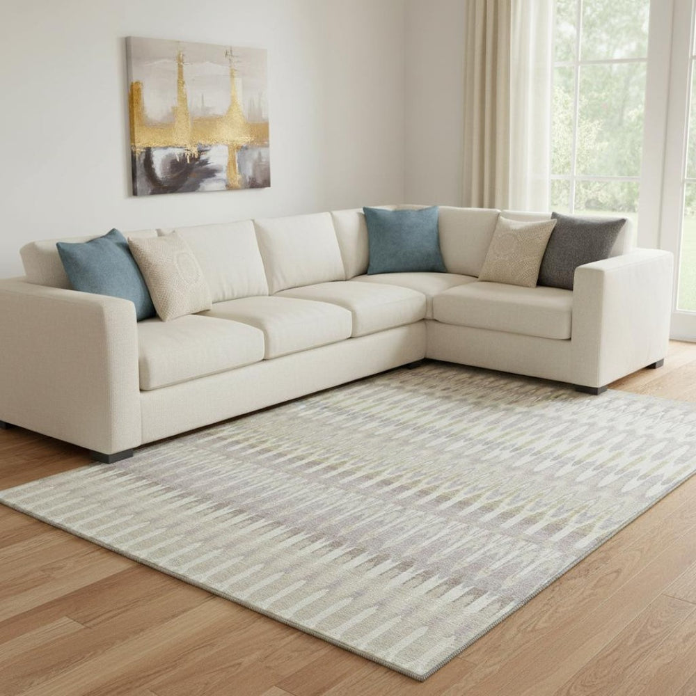 HomeRoots 10' Southwestern Area Rug in Beige, Gold & Gray - Washable, UV-Protected, Durable for High-Traffic Areas 668211