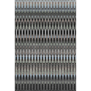 HomeRoots 9' X 12' Southwestern Area Rug in Black, Gray & Blue – Durable, Stain-Resistant & UV Protected Design 668216