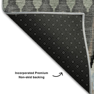 HomeRoots 9' X 12' Southwestern Area Rug in Black, Gray & Blue – Durable, Stain-Resistant & UV Protected Design 668216