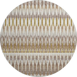HomeRoots 8' Southwestern Round Area Rug in Brown, Ivory & Beige – Durable, Washable, UV Protected Design 668220