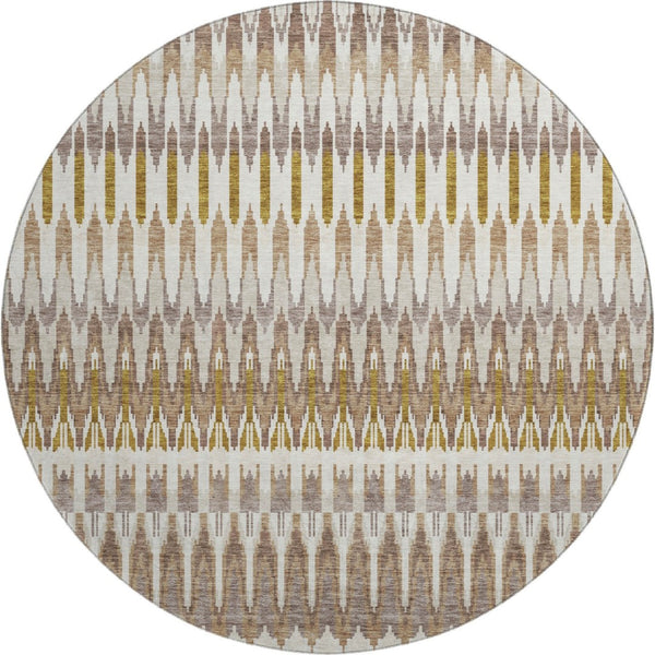 HomeRoots 8' Southwestern Round Area Rug in Brown, Ivory & Beige – Durable, Washable, UV Protected Design 668220