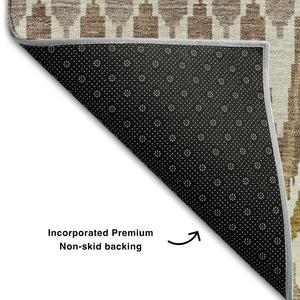 HomeRoots 8' Southwestern Round Area Rug in Brown, Ivory & Beige – Durable, Washable, UV Protected Design 668220