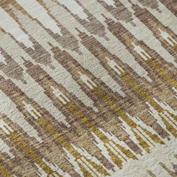 HomeRoots 8' Southwestern Round Area Rug in Brown, Ivory & Beige – Durable, Washable, UV Protected Design 668220