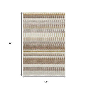 HomeRoots 9' Southwestern Washable Area Rug - Durable, UV-Protected, Stain-Resistant in Earthy Tones for Homes 668222
