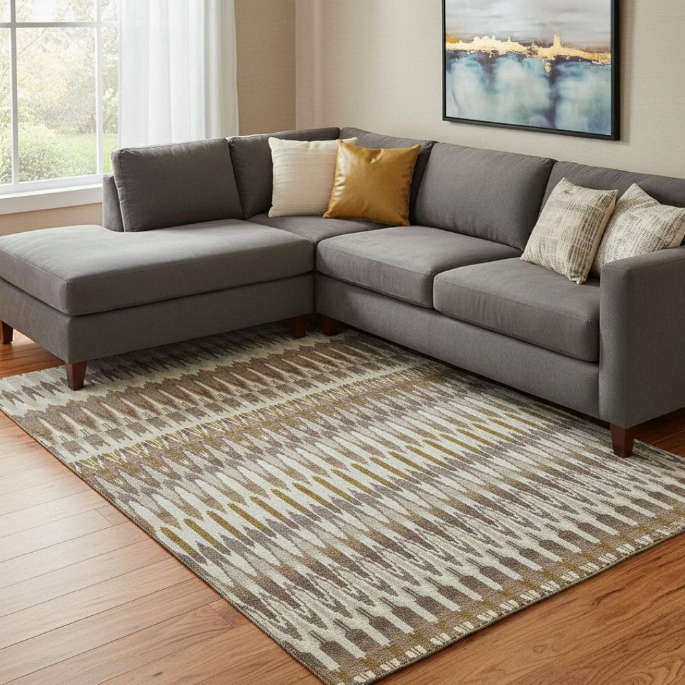 HomeRoots 9' Southwestern Washable Area Rug - Durable, UV-Protected, Stain-Resistant in Earthy Tones for Homes 668222