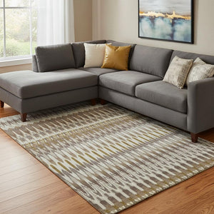 HomeRoots 9' Southwestern Washable Area Rug - Durable, UV-Protected, Stain-Resistant in Earthy Tones for Homes 668222
