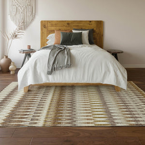HomeRoots 10' Brown Ivory & Beige Southwestern Area Rug – Washable, UV-Protected, Stain-Resistant Design! 668223