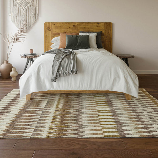 HomeRoots 10' Brown Ivory & Beige Southwestern Area Rug – Washable, UV-Protected, Stain-Resistant Design! 668223