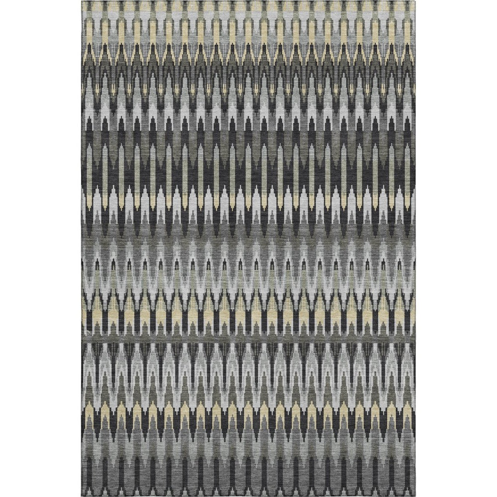 HomeRoots 5' X 8' Charcoal Beige & Gray Southwestern Washable Area Rug with UV Protection for High Traffic Areas 668225