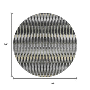 HomeRoots 8' Southwestern Round Rug - Charcoal Beige & Gray, Washable, UV-Protected, Durable for High-Traffic Homes 668226