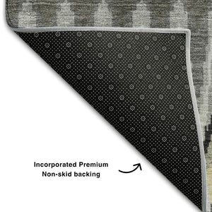 HomeRoots 8' X 10' Southwestern Area Rug - Charcoal, Beige & Gray, Washable, UV Protected, Ideal for Homes 668227