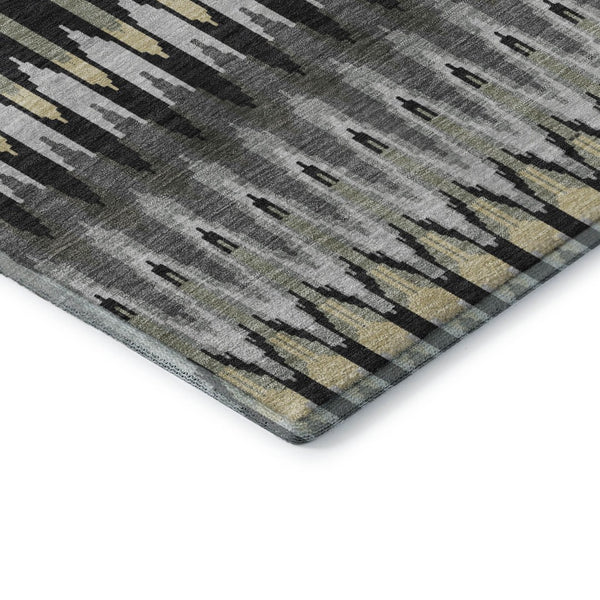 HomeRoots 9' X 12' Southwestern Washable Area Rug in Charcoal Beige & Gray - Durable, Stain Resistant & UV Protected 668228