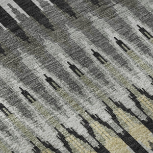 HomeRoots 9' X 12' Southwestern Washable Area Rug in Charcoal Beige & Gray - Durable, Stain Resistant & UV Protected 668228