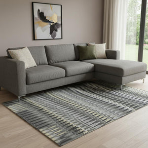 HomeRoots 10' X 14' Southwestern Washable Area Rug in Charcoal & Beige - Durable, UV-Protected & Stylish! 668229
