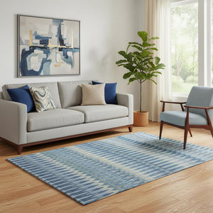 HomeRoots 5' X 8' Southwestern Washable Area Rug in Denim Blue & Gray - UV Protected, Durable & Stylish 668231