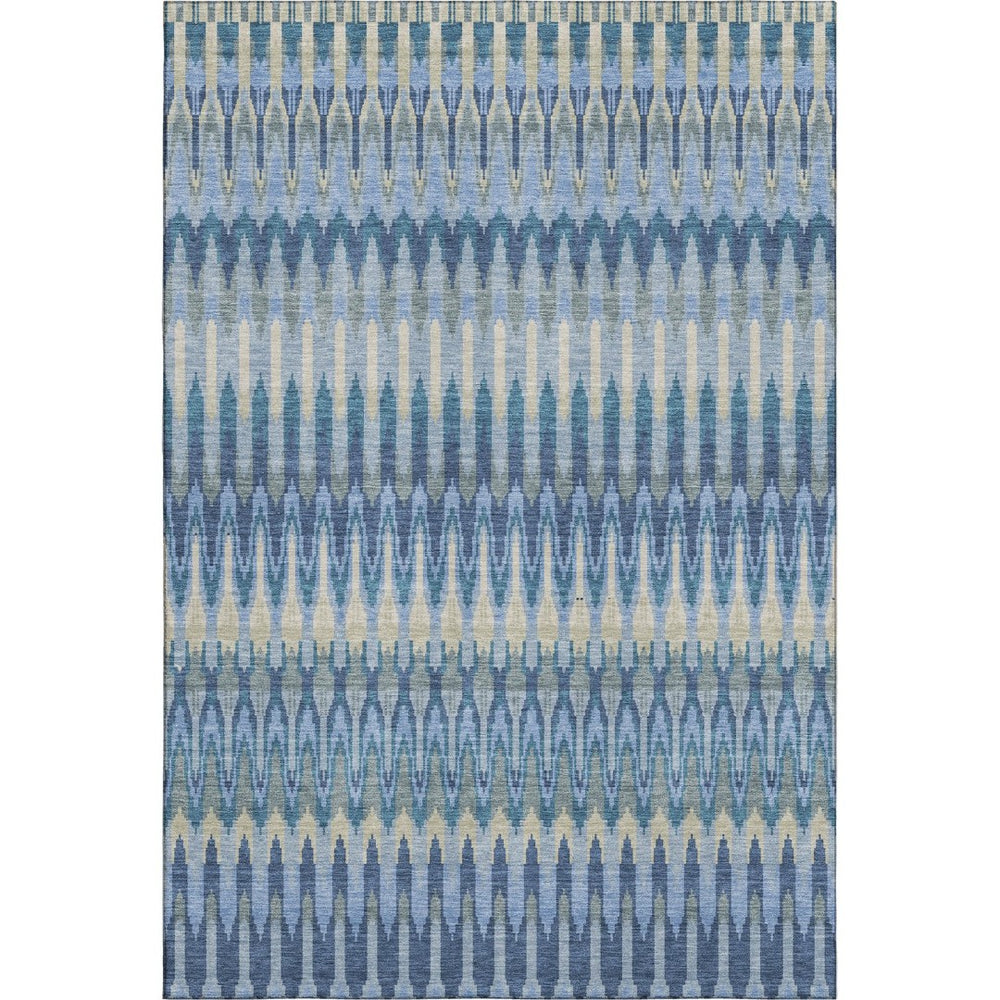 HomeRoots 8' X 10' Southwestern Denim Blue & Gray Area Rug - UV Protected, Stain-Resistant, Easy Care! 668233