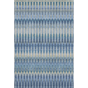 HomeRoots 10' X 14' Denim Blue & Gray Southwestern Area Rug - Washable, UV-Protected, Stain-Resistant Design 668235