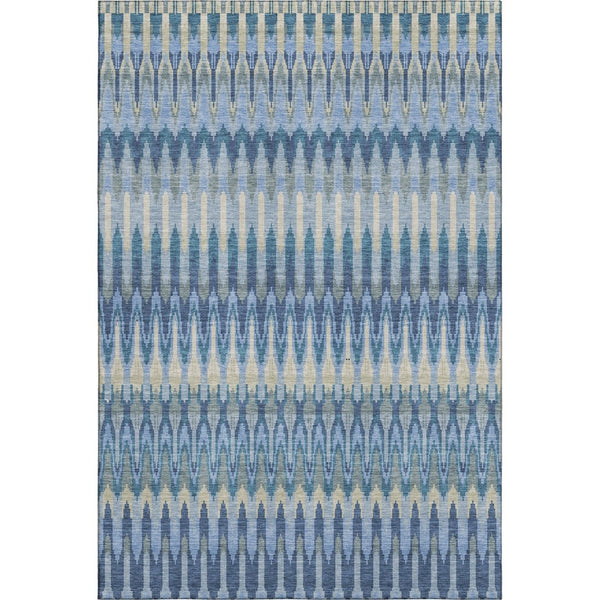 HomeRoots 10' X 14' Denim Blue & Gray Southwestern Area Rug - Washable, UV-Protected, Stain-Resistant Design 668235