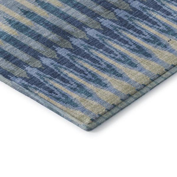 HomeRoots 10' X 14' Denim Blue & Gray Southwestern Area Rug - Washable, UV-Protected, Stain-Resistant Design 668235