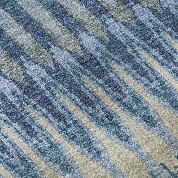 HomeRoots 10' X 14' Denim Blue & Gray Southwestern Area Rug - Washable, UV-Protected, Stain-Resistant Design 668235
