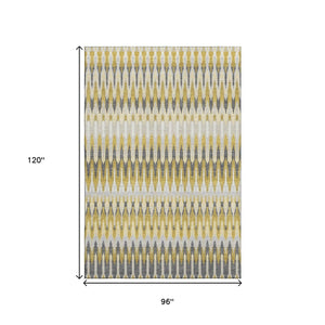 HomeRoots 8' X 10' Southwestern Washable Area Rug in Gold Gray Beige - Durable, UV Protected & Stain Resistant 668239