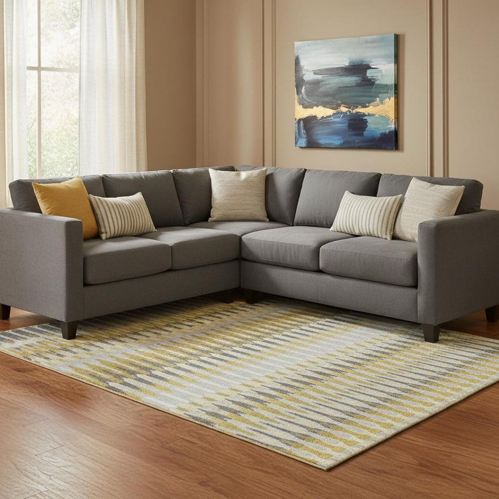 HomeRoots 8' X 10' Southwestern Washable Area Rug in Gold Gray Beige - Durable, UV Protected & Stain Resistant 668239