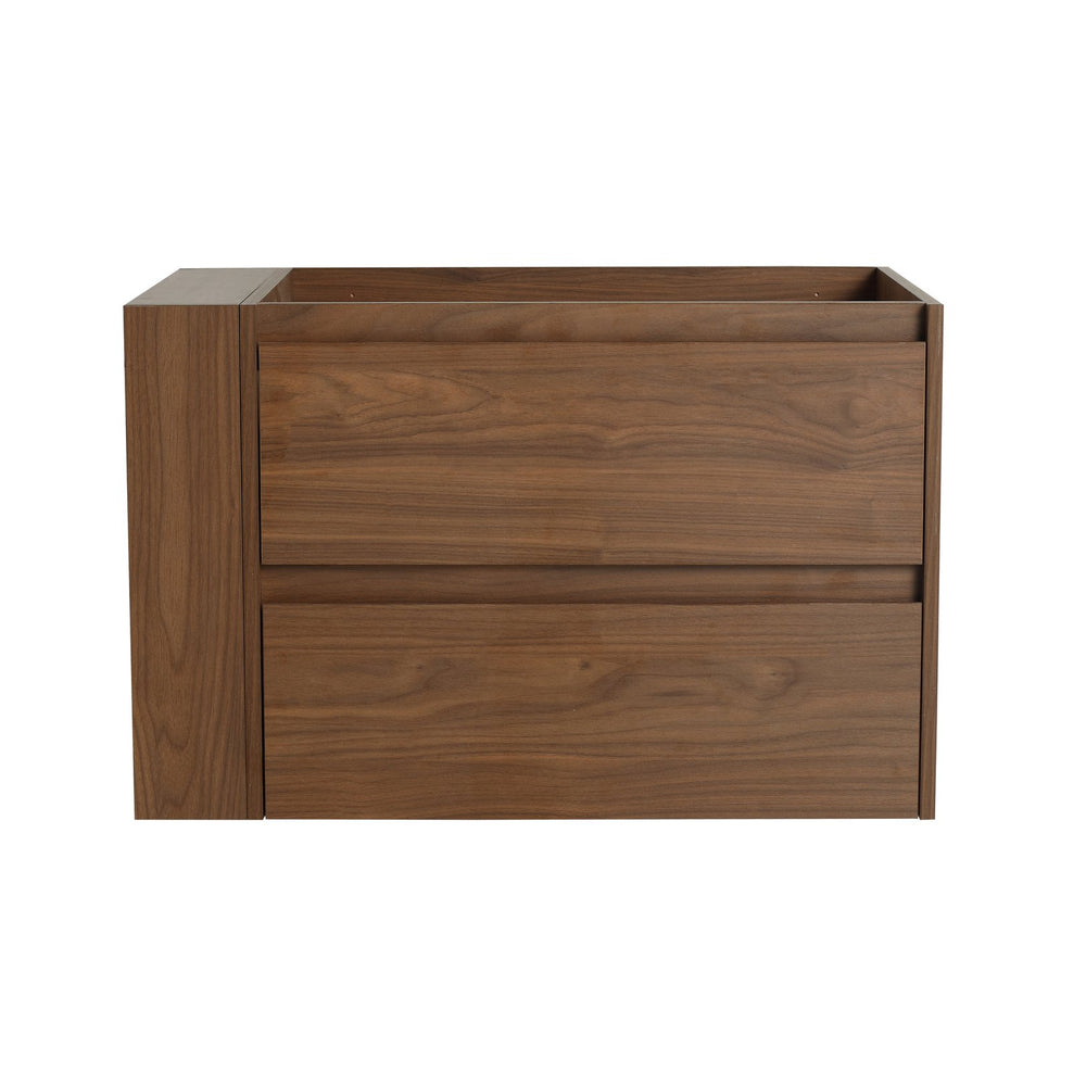 English Elm 30" Wall Mounting Bathroom Vanity Cabinet with Adjustable Side Shelf, Soft-Close 2/3 Drawers, Water-Resistant Plywood Brown Oak W999P193006