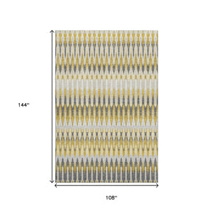HomeRoots 9' X 12' Southwestern Area Rug in Gold, Gray & Beige - Washable, UV Protected & Stain Resistant! 668240