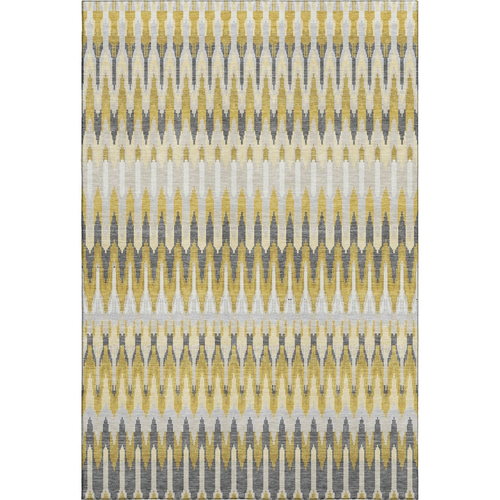 HomeRoots 9' X 12' Southwestern Area Rug in Gold, Gray & Beige - Washable, UV Protected & Stain Resistant! 668240