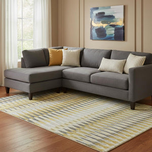 HomeRoots 9' X 12' Southwestern Area Rug in Gold, Gray & Beige - Washable, UV Protected & Stain Resistant! 668240