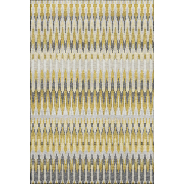 HomeRoots 10' X 14' Southwestern Washable Area Rug in Gold, Gray & Beige - UV Protected for Active Homes 668241