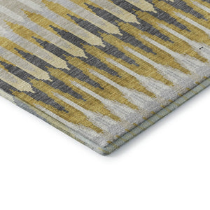 HomeRoots 10' X 14' Southwestern Washable Area Rug in Gold, Gray & Beige - UV Protected for Active Homes 668241