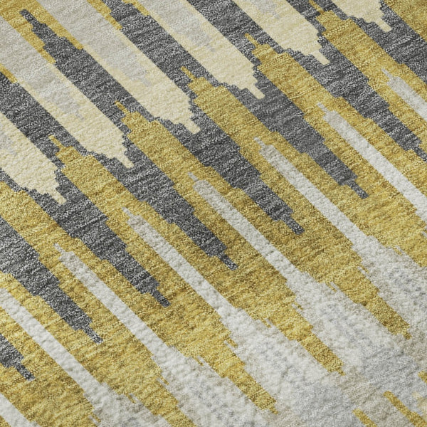 HomeRoots 10' X 14' Southwestern Washable Area Rug in Gold, Gray & Beige - UV Protected for Active Homes 668241