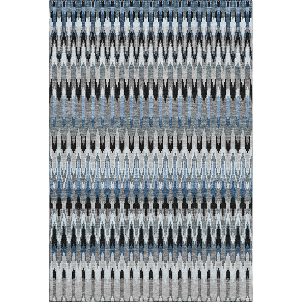 HomeRoots 5' X 8' Southwestern Area Rug in Gray, Blue & Black – Durable, Washable, UV Protected for Homes 668243