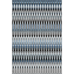 HomeRoots 8' X 10' Southwestern Area Rug in Gray, Blue & Black - Washable, UV Protected, Stain Resistant Design 668245